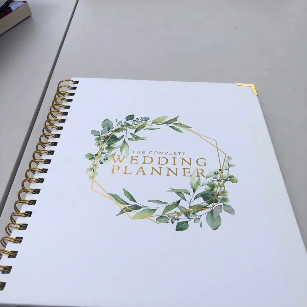 Kate Aspen White & Green Wedding Planner with Gold Accents